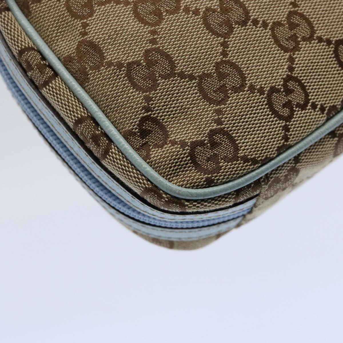 GUCCI GG Canvas Pouch Light Blue 153129 Auth ki3876