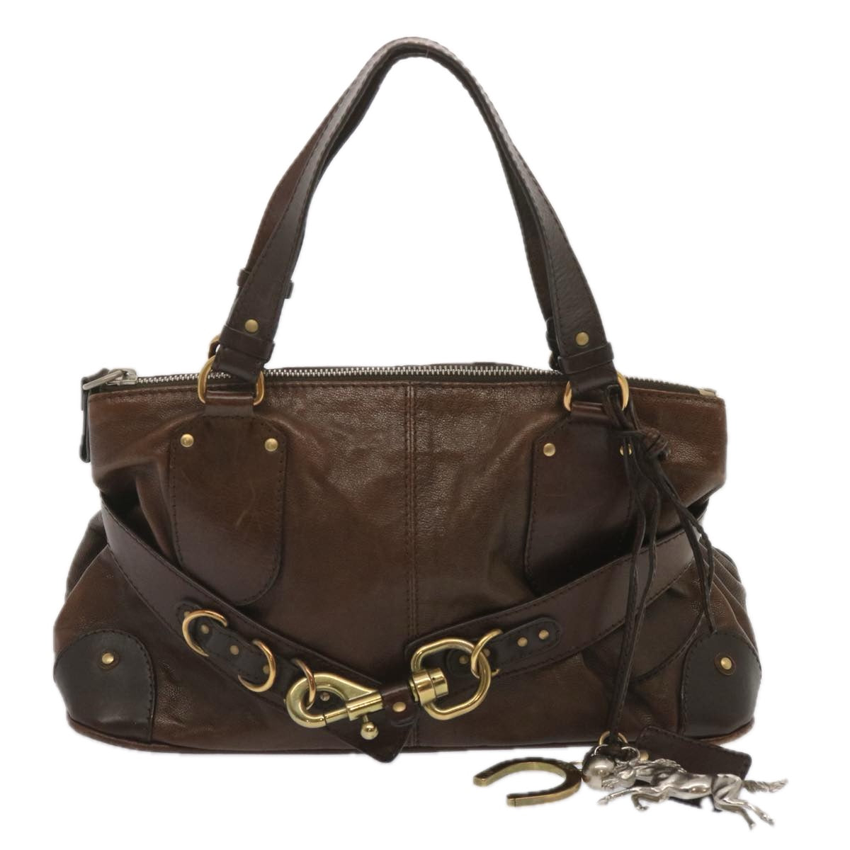 Chloe Kerala Hand Bag Leather Brown Auth ki3920