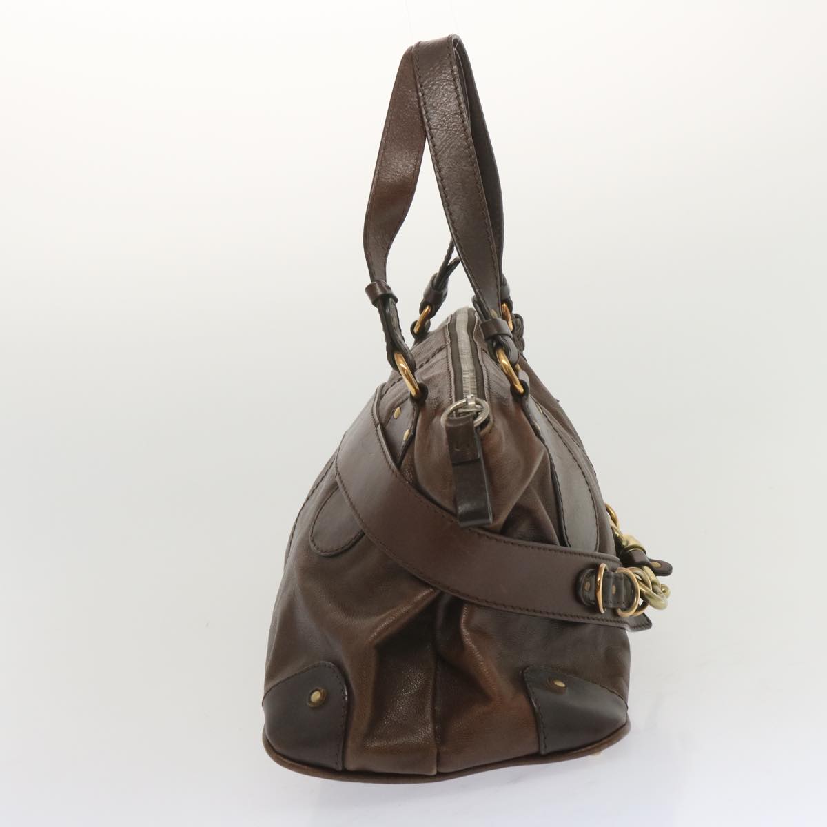 Chloe Kerala Hand Bag Leather Brown Auth ki3920