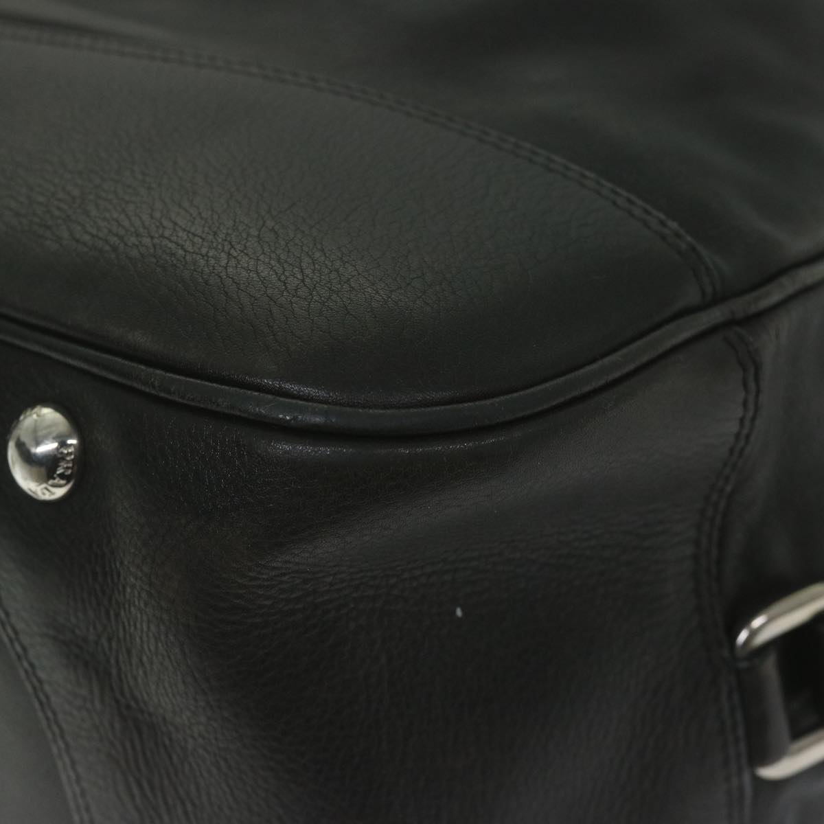 PRADA Shoulder Bag Leather Black Auth ki3947