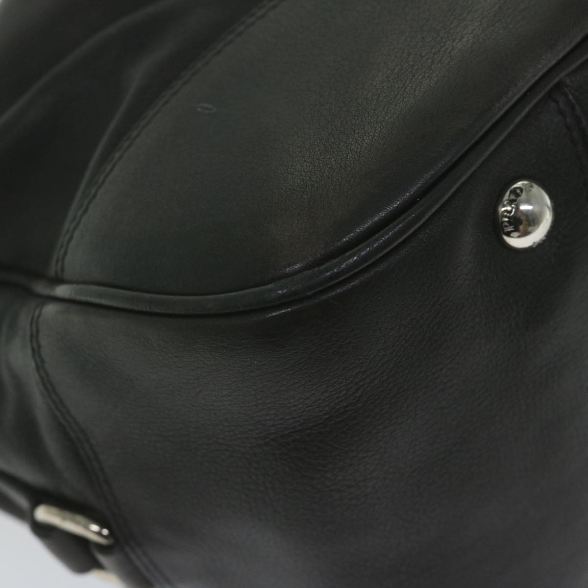 PRADA Shoulder Bag Leather Black Auth ki3947