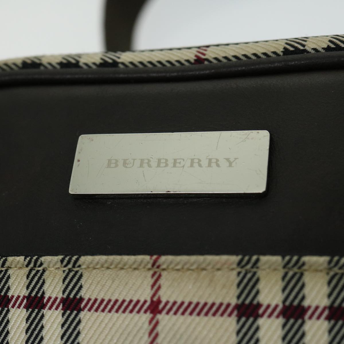 BURBERRY Nova Check Shoulder Bag Nylon Beige Auth ki4085