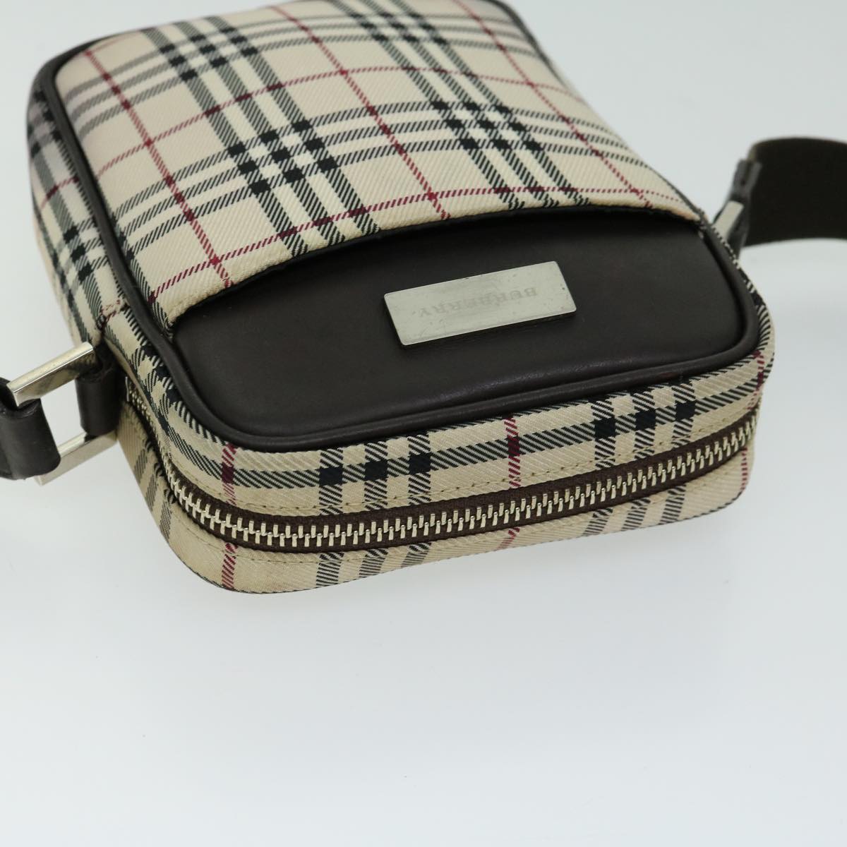 BURBERRY Nova Check Shoulder Bag Nylon Beige Auth ki4085