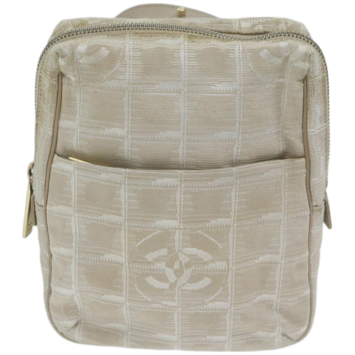 CHANEL New Travel Line Shoulder Bag Nylon Beige CC Auth ki4086 - 0