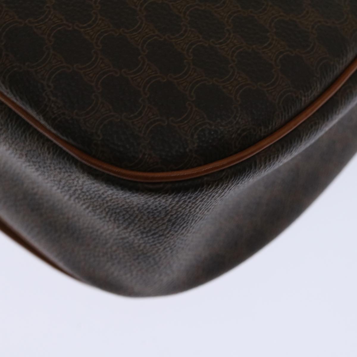 CELINE Macadam Canvas Shoulder Bag PVC Leather Brown Auth ki4098