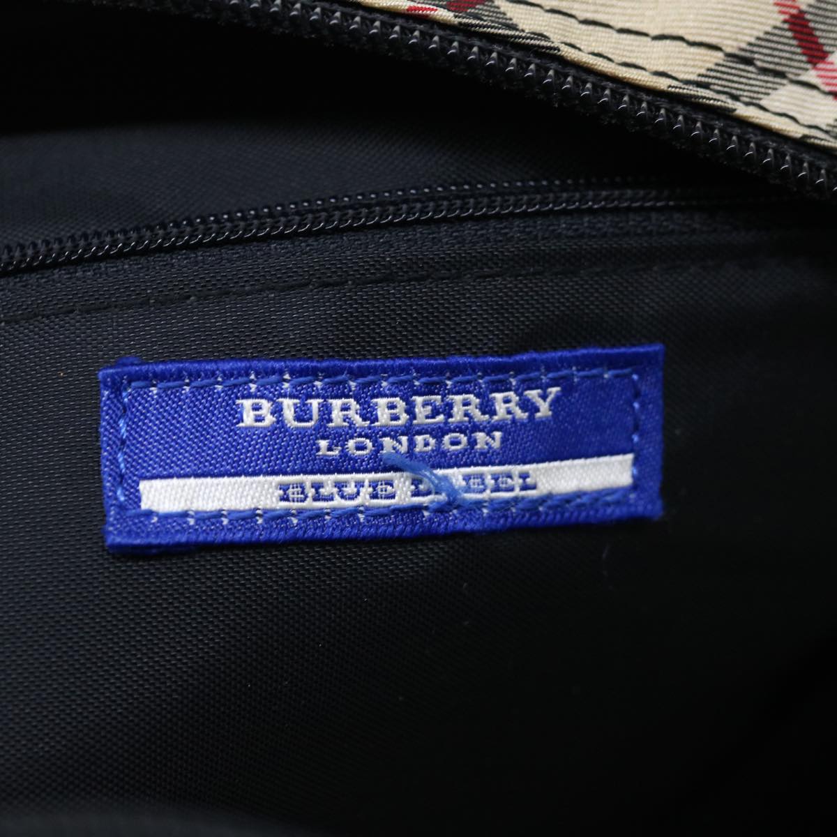 BURBERRY Nova Check Blue Label Hand Bag Nylon Beige Auth ki4115