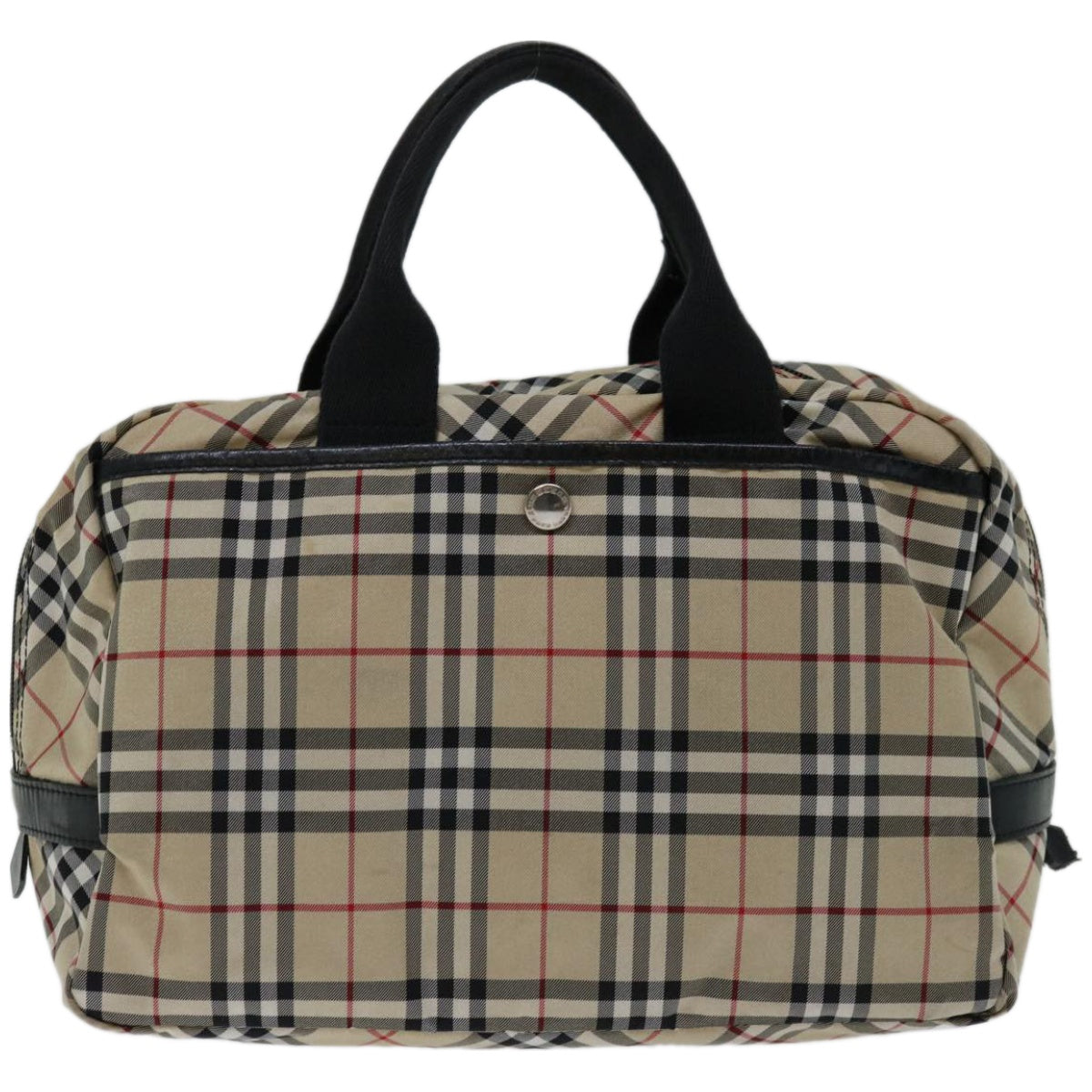 BURBERRY Nova Check Blue Label Hand Bag Nylon Beige Auth ki4115