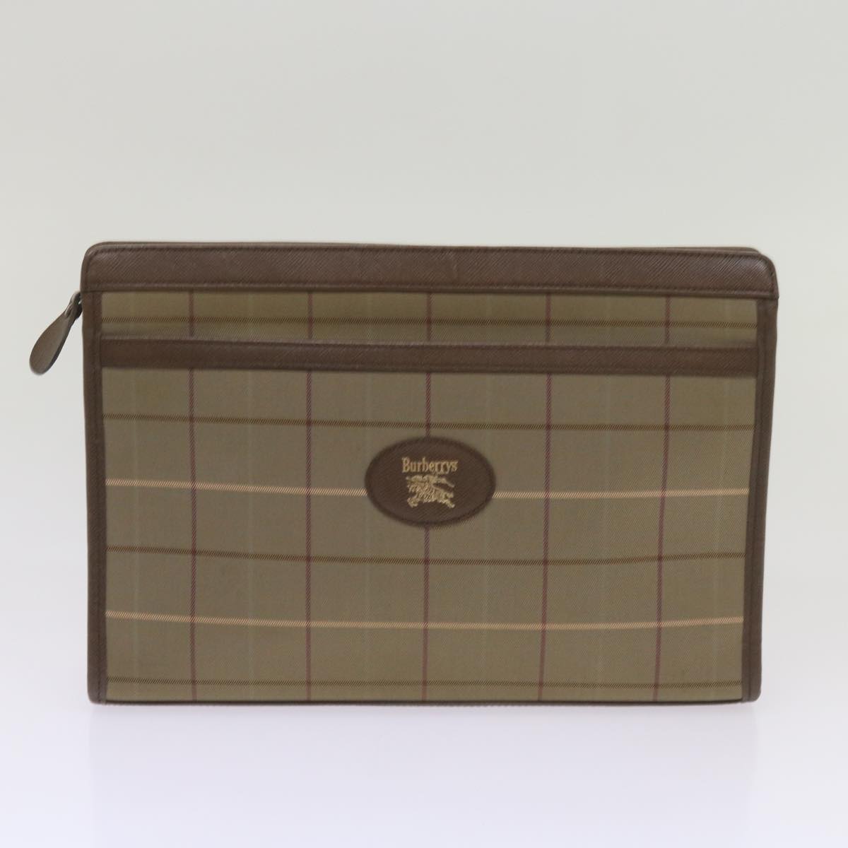 BURBERRY Nova Check Pouch Hand Bag Nylon Canvas 6Set Beige Brown Auth ki4120