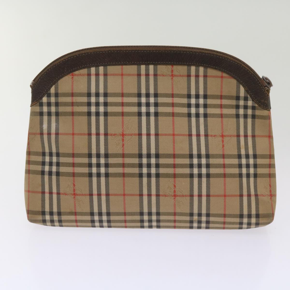 BURBERRY Nova Check Pouch Hand Bag Nylon Canvas 6Set Beige Brown Auth ki4120