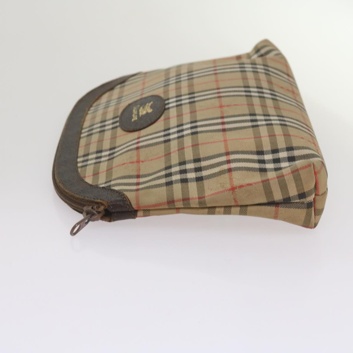 BURBERRY Nova Check Pouch Hand Bag Nylon Canvas 6Set Beige Brown Auth ki4120