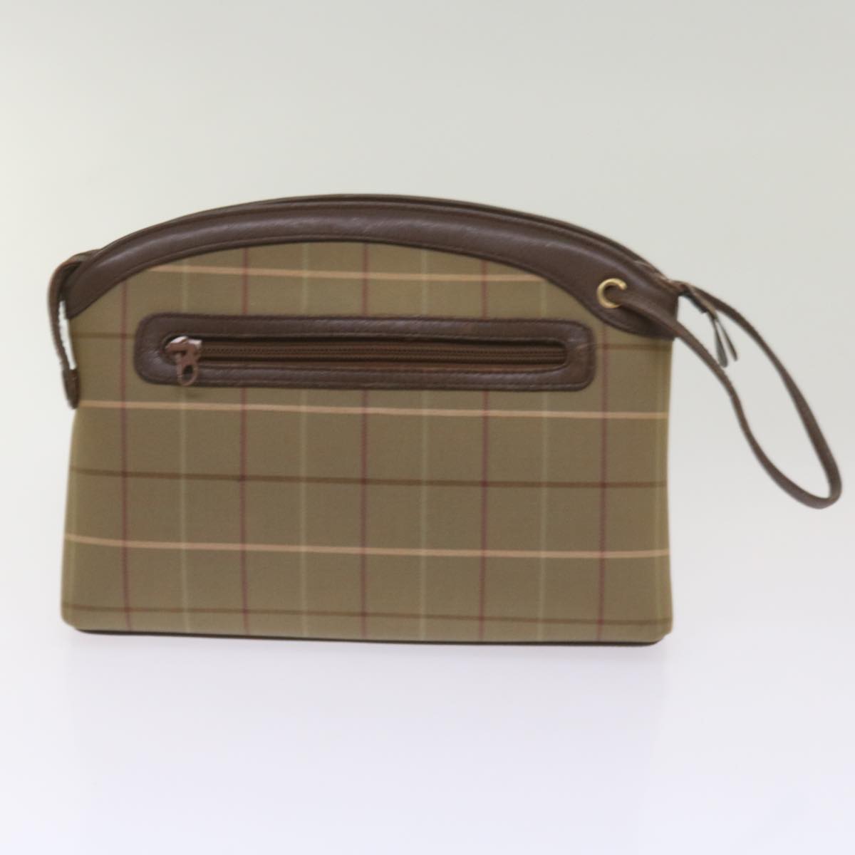 BURBERRY Nova Check Pouch Hand Bag Nylon Canvas 6Set Beige Brown Auth ki4120