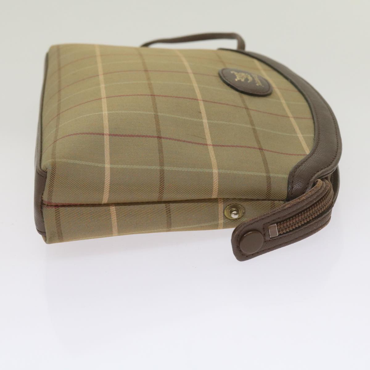 BURBERRY Nova Check Pouch Hand Bag Nylon Canvas 6Set Beige Brown Auth ki4120