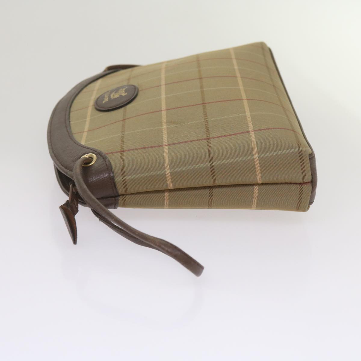 BURBERRY Nova Check Pouch Hand Bag Nylon Canvas 6Set Beige Brown Auth ki4120