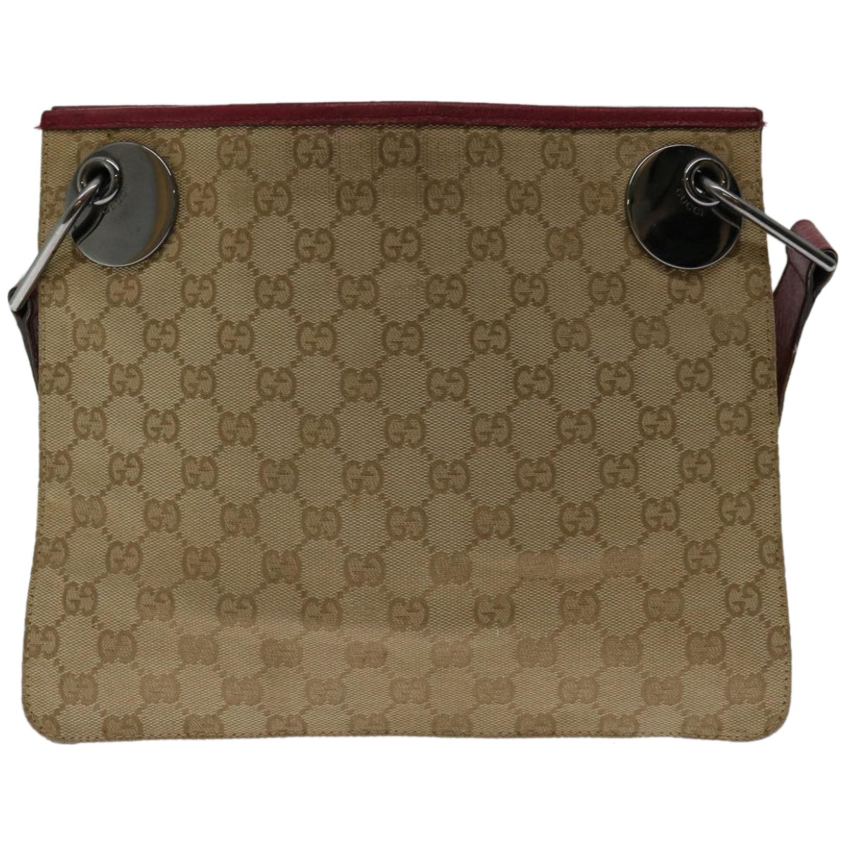 GUCCI GG Canvas Shoulder Bag Beige Red 120841 Auth ki4128 - 0