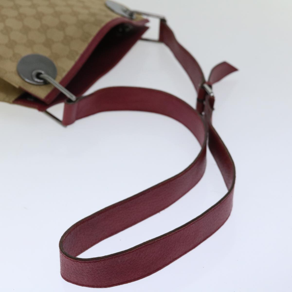 GUCCI GG Canvas Shoulder Bag Beige Red 120841 Auth ki4128