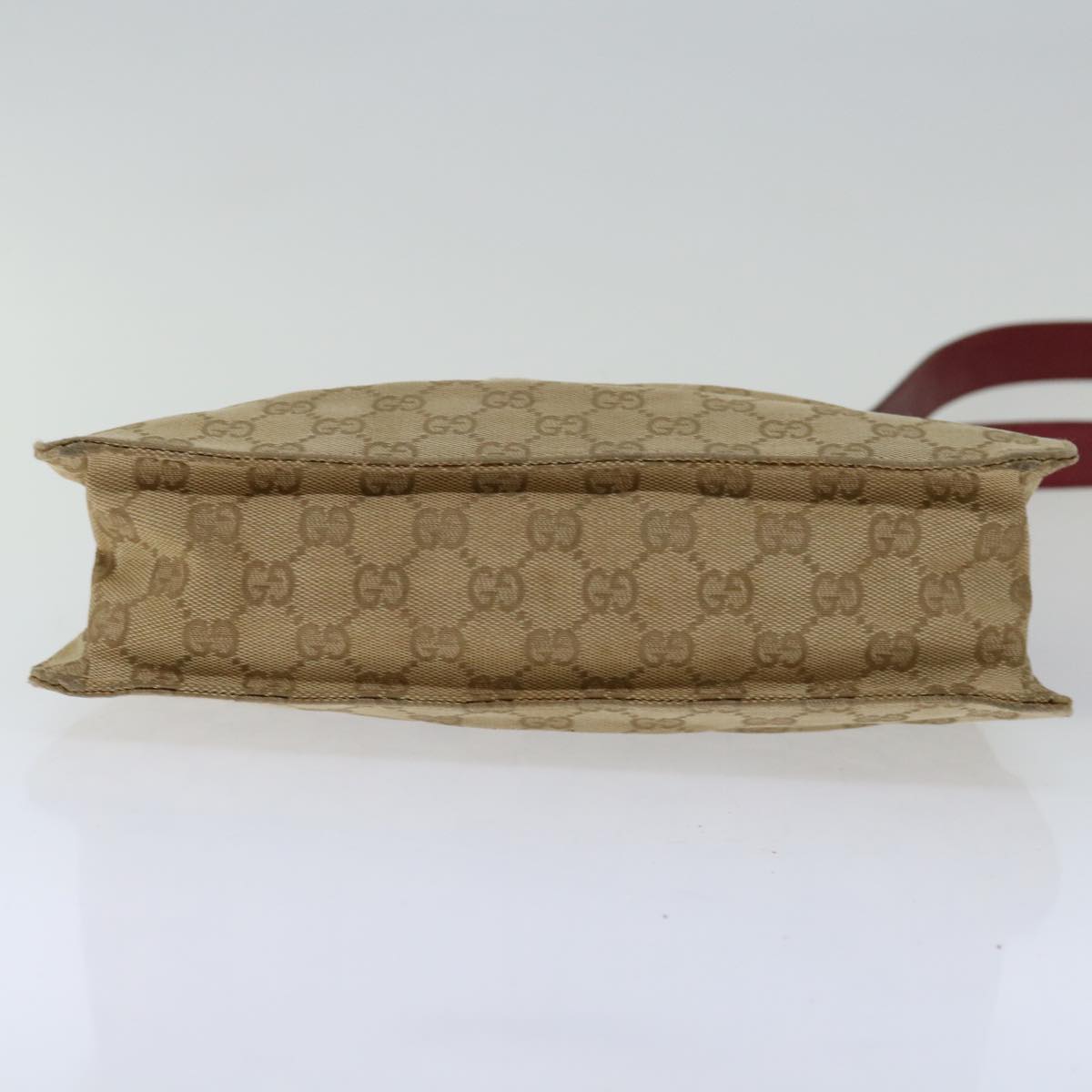 GUCCI GG Canvas Shoulder Bag Beige Red 120841 Auth ki4128