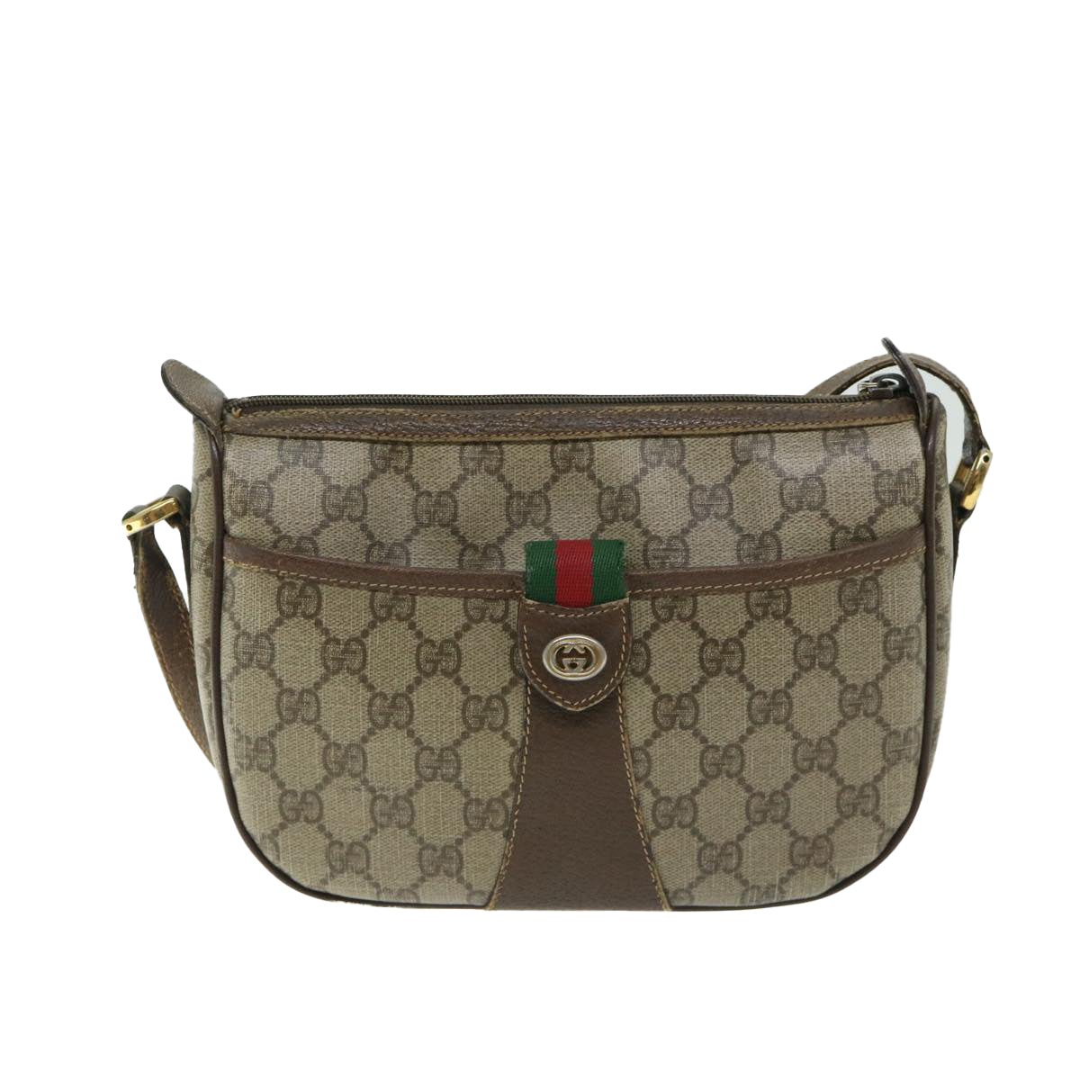 GUCCI GG Supreme Web Sherry Line Shoulder Bag PVC Beige 89 02 032 Auth ki4129 - 0