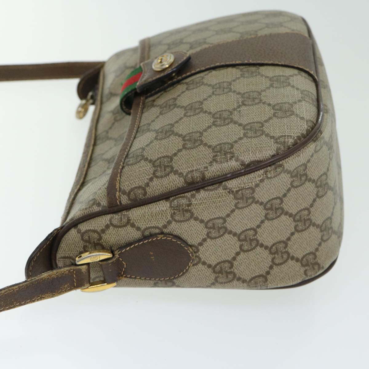 GUCCI GG Supreme Web Sherry Line Shoulder Bag PVC Beige 89 02 032 Auth ki4129