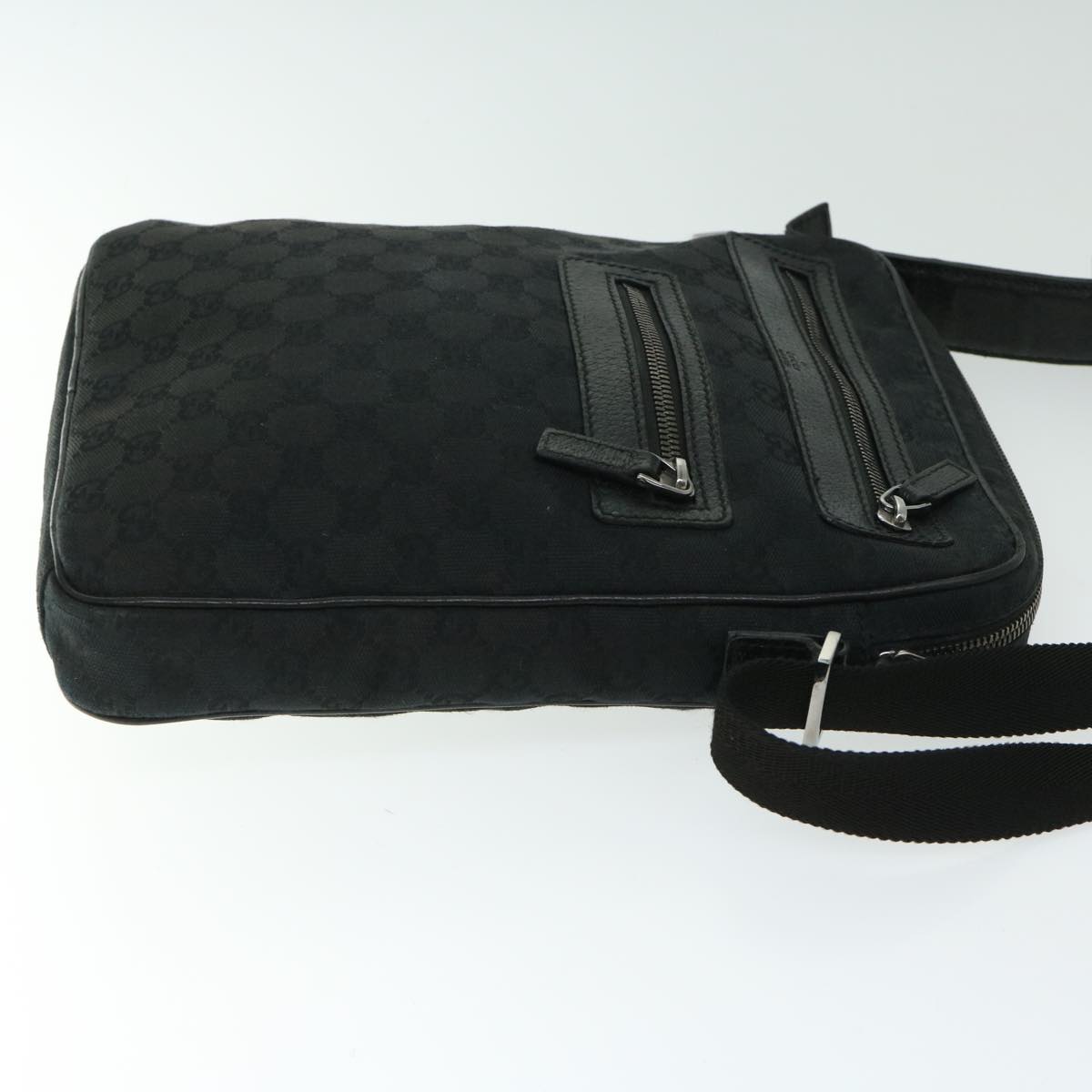 GUCCI GG Canvas Shoulder Bag Black 92551 Auth ki4130