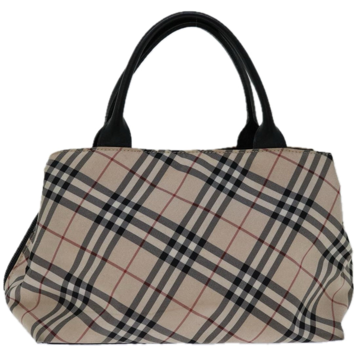 BURBERRY Nova Check Blue Label Tote Bag Nylon Black Beige Auth ki4149