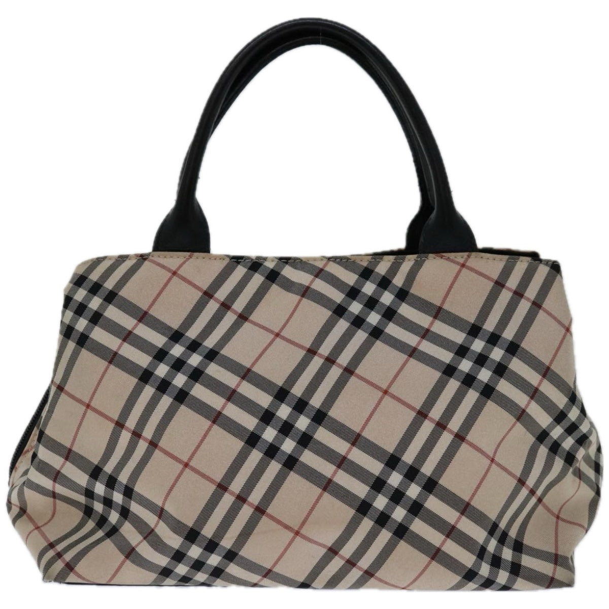 BURBERRY Nova Check Blue Label Tote Bag Nylon Black Beige Auth ki4149