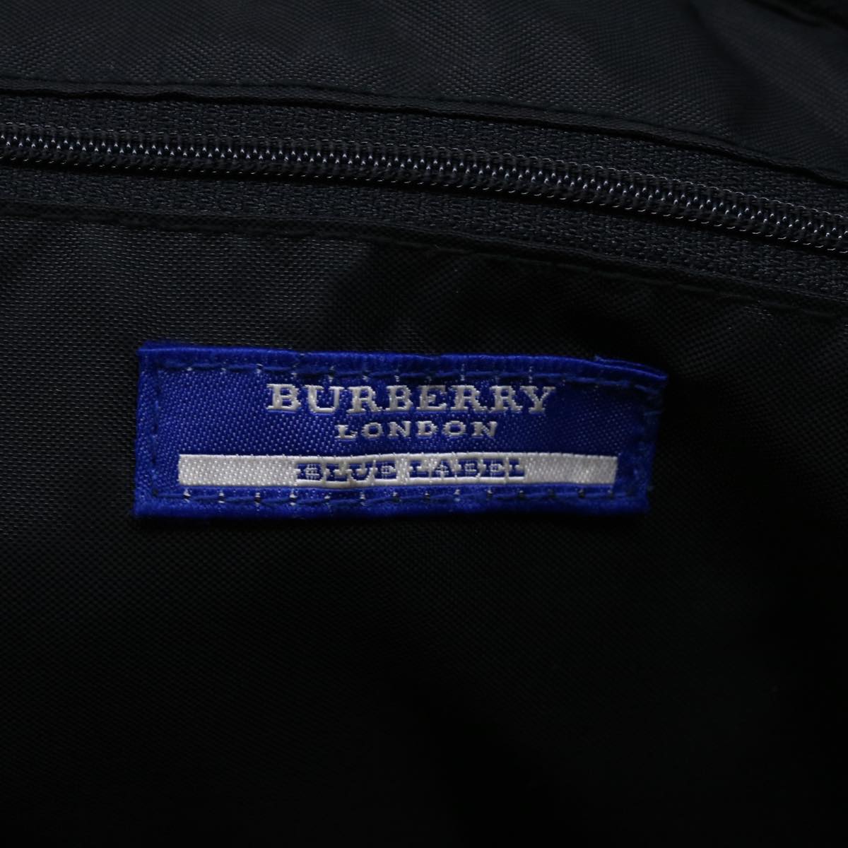 BURBERRY Nova Check Blue Label Tote Bag Nylon Black Beige Auth ki4149