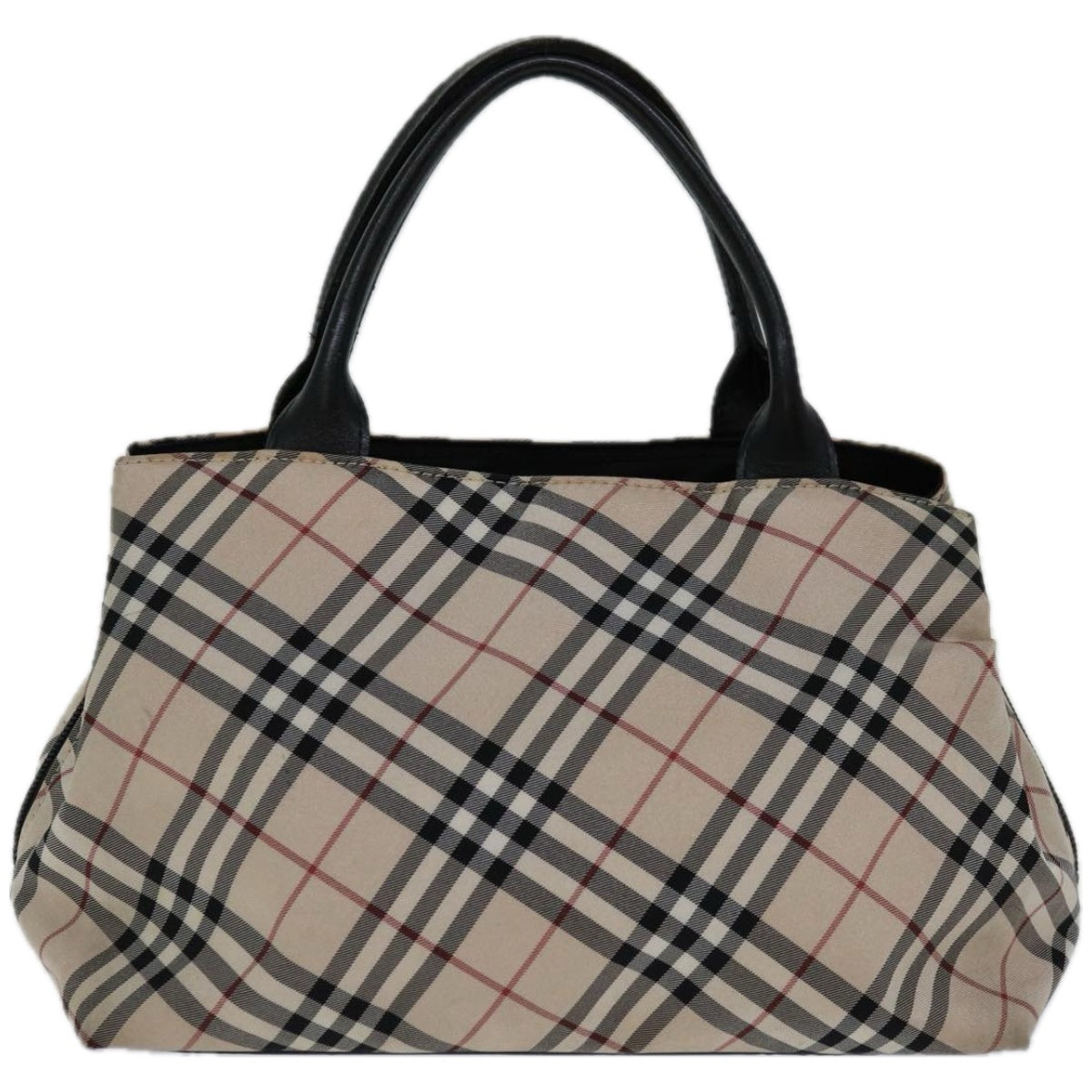 BURBERRY Nova Check Blue Label Tote Bag Nylon Black Beige Auth ki4149 - 0