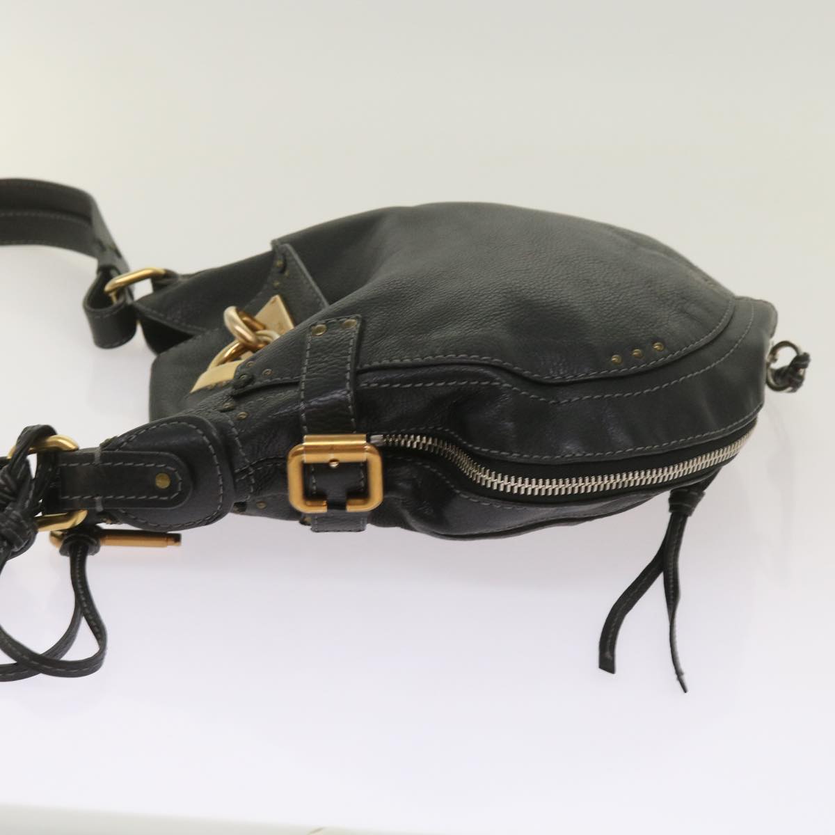 Chloe Shoulder Bag Leather Black Auth ki4150
