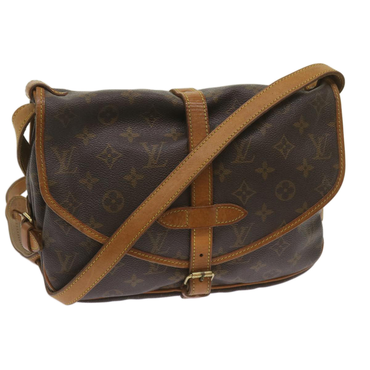 LOUIS VUITTON Monogram Saumur 30 Shoulder Bag M42256 LV Auth ki4158