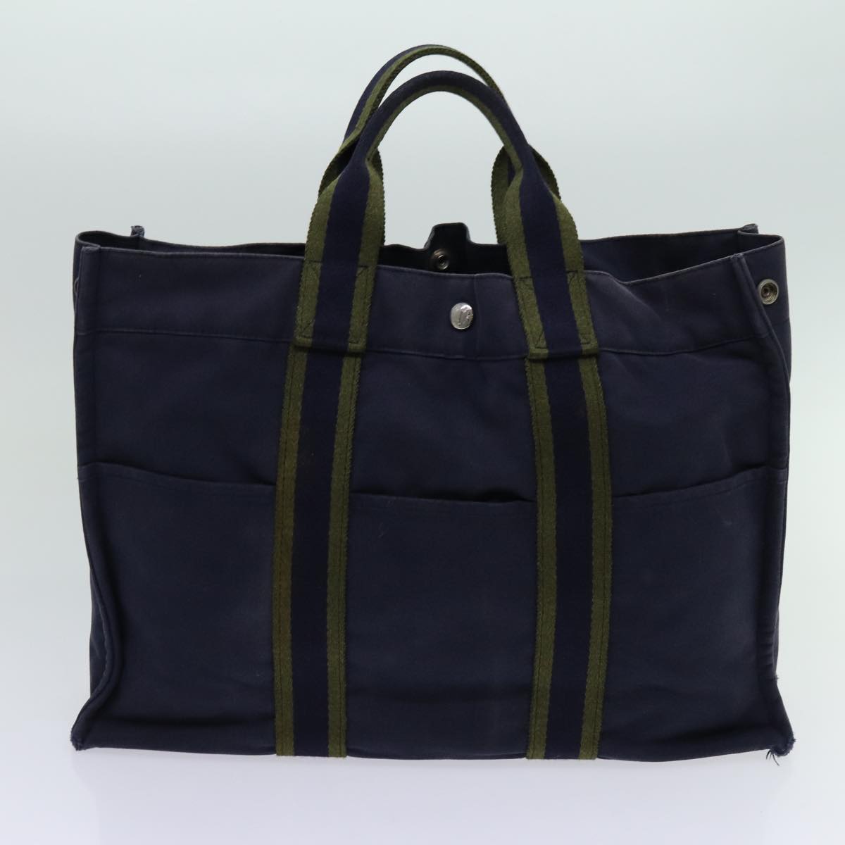 HERMES Fourre Tout Tote Bag Canvas 5Set Black Gray Navy Auth ki4179