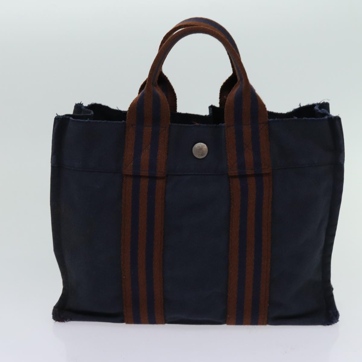 HERMES Fourre Tout Tote Bag Canvas 5Set Black Gray Navy Auth ki4179