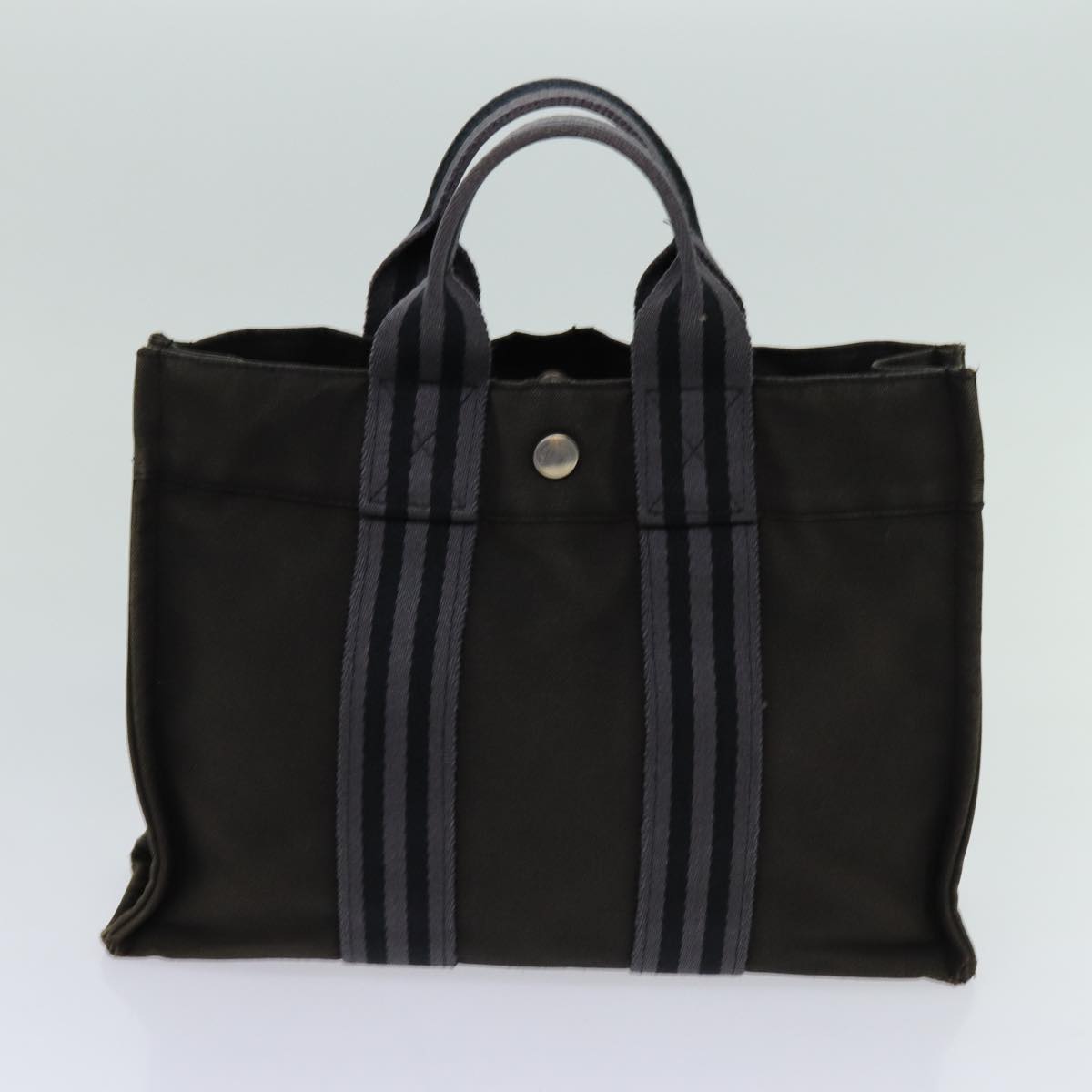 HERMES Fourre Tout Tote Bag Canvas 5Set Black Gray Navy Auth ki4179