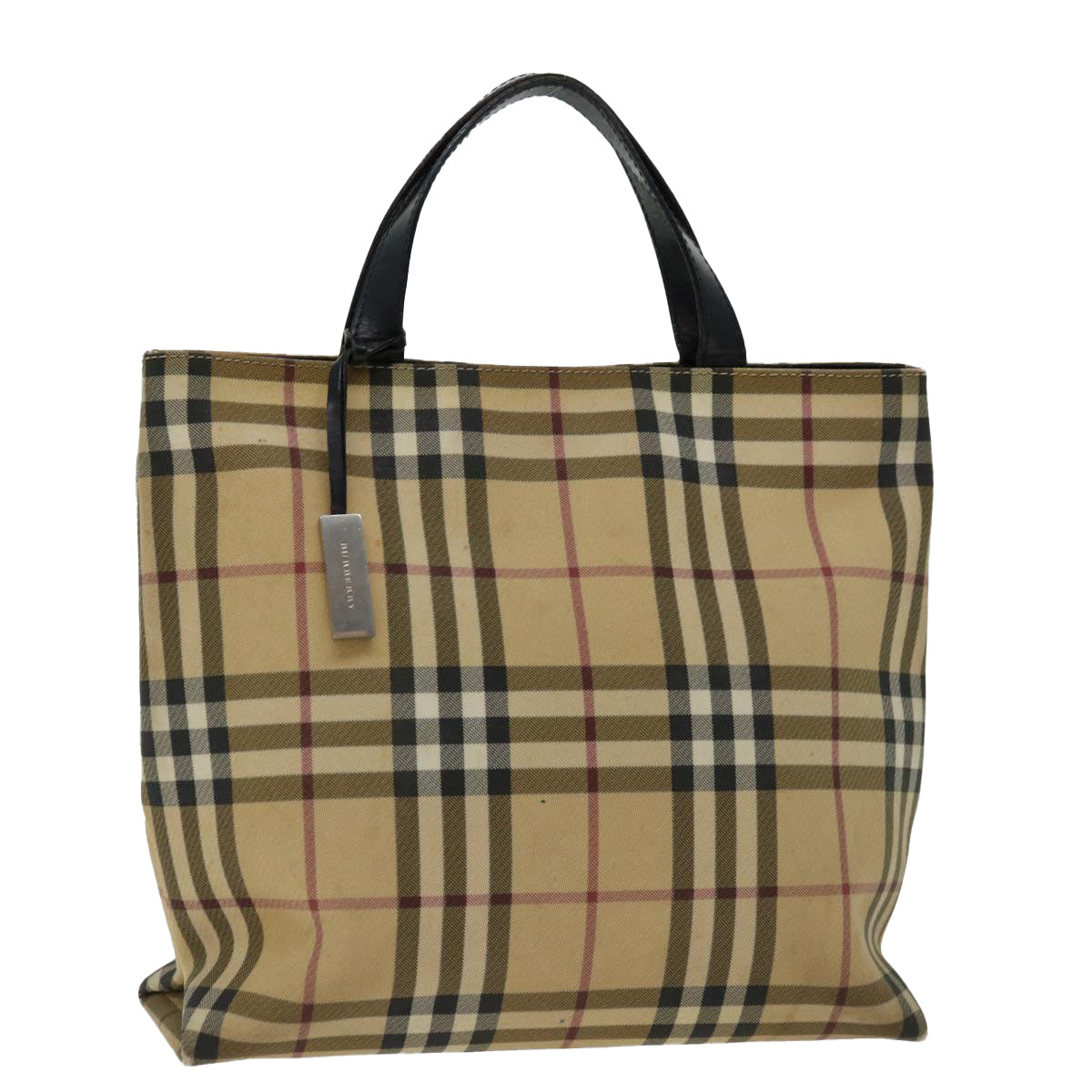 BURBERRY Nova Check Hand Bag PVC Beige Auth ki4182