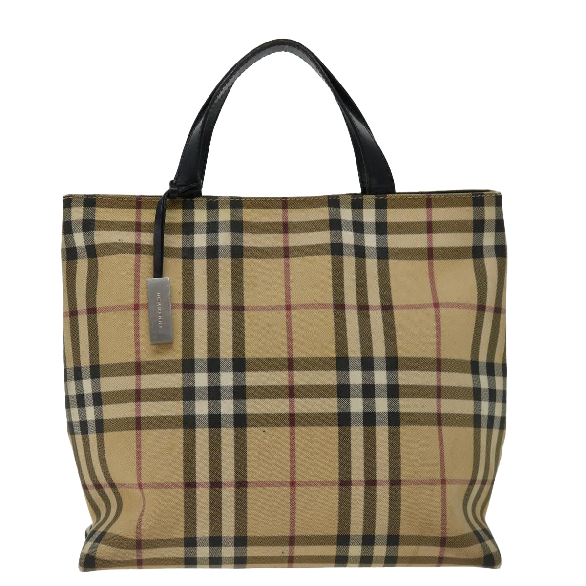 BURBERRY Nova Check Hand Bag PVC Beige Auth ki4182