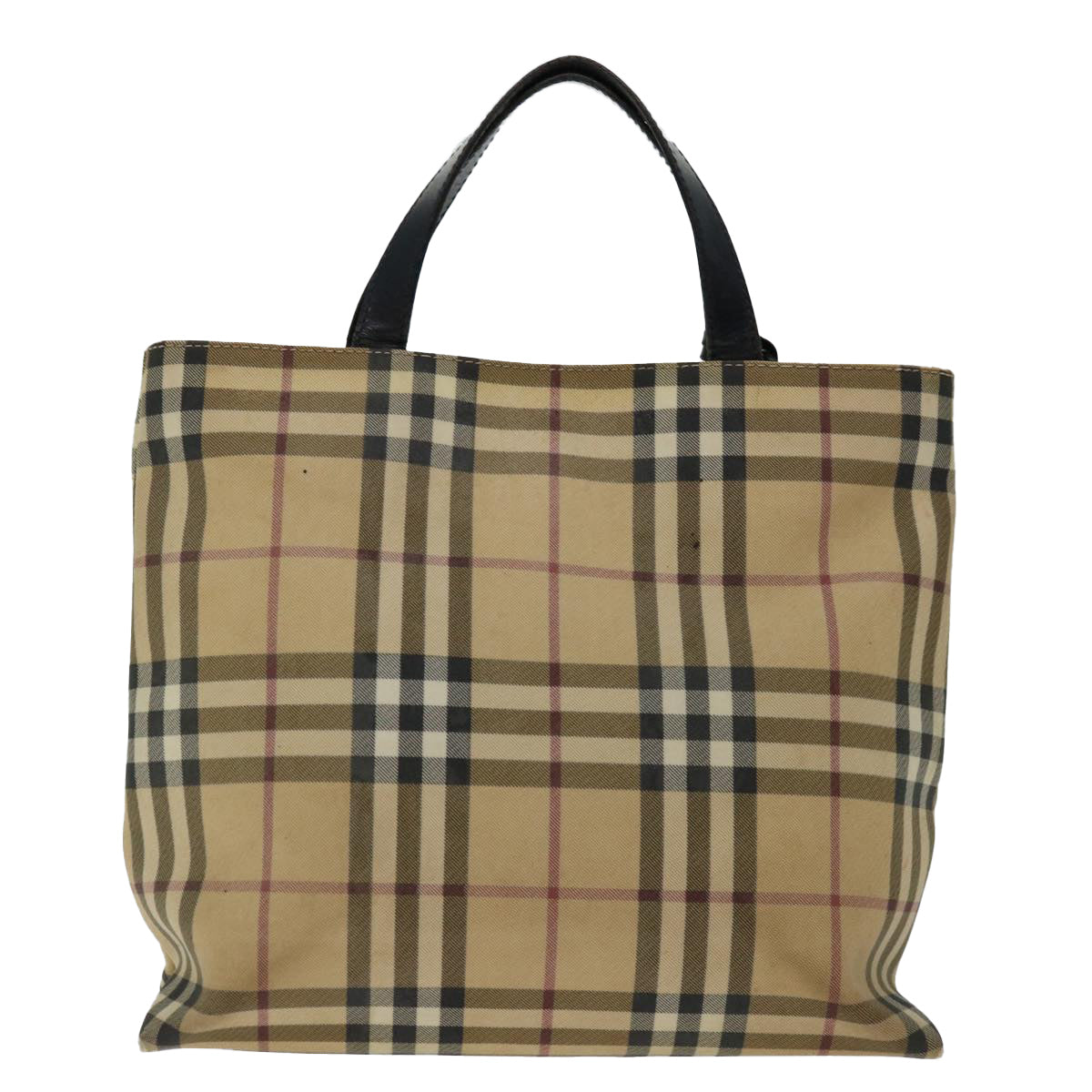 BURBERRY Nova Check Hand Bag PVC Beige Auth ki4182