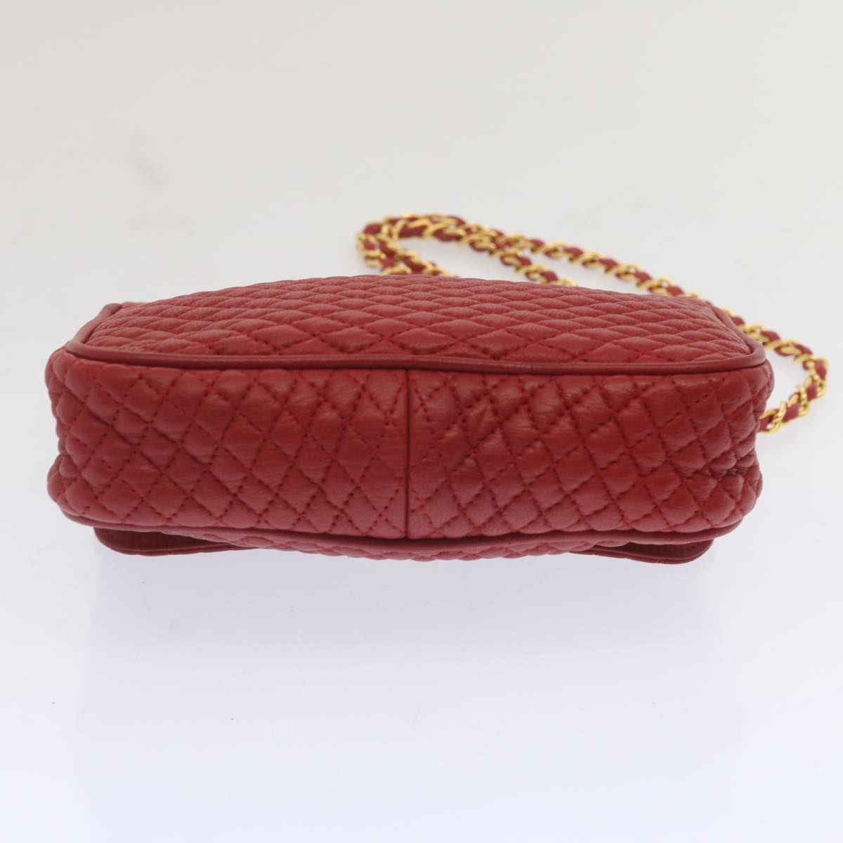 BALLY Matelasse Chain Shoulder Bag Leather Red Auth ki4189