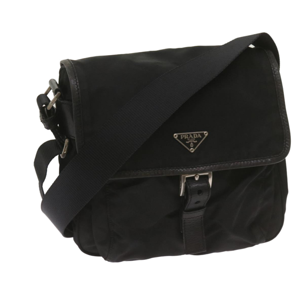 PRADA Shoulder Bag Nylon Black Auth ki4194
