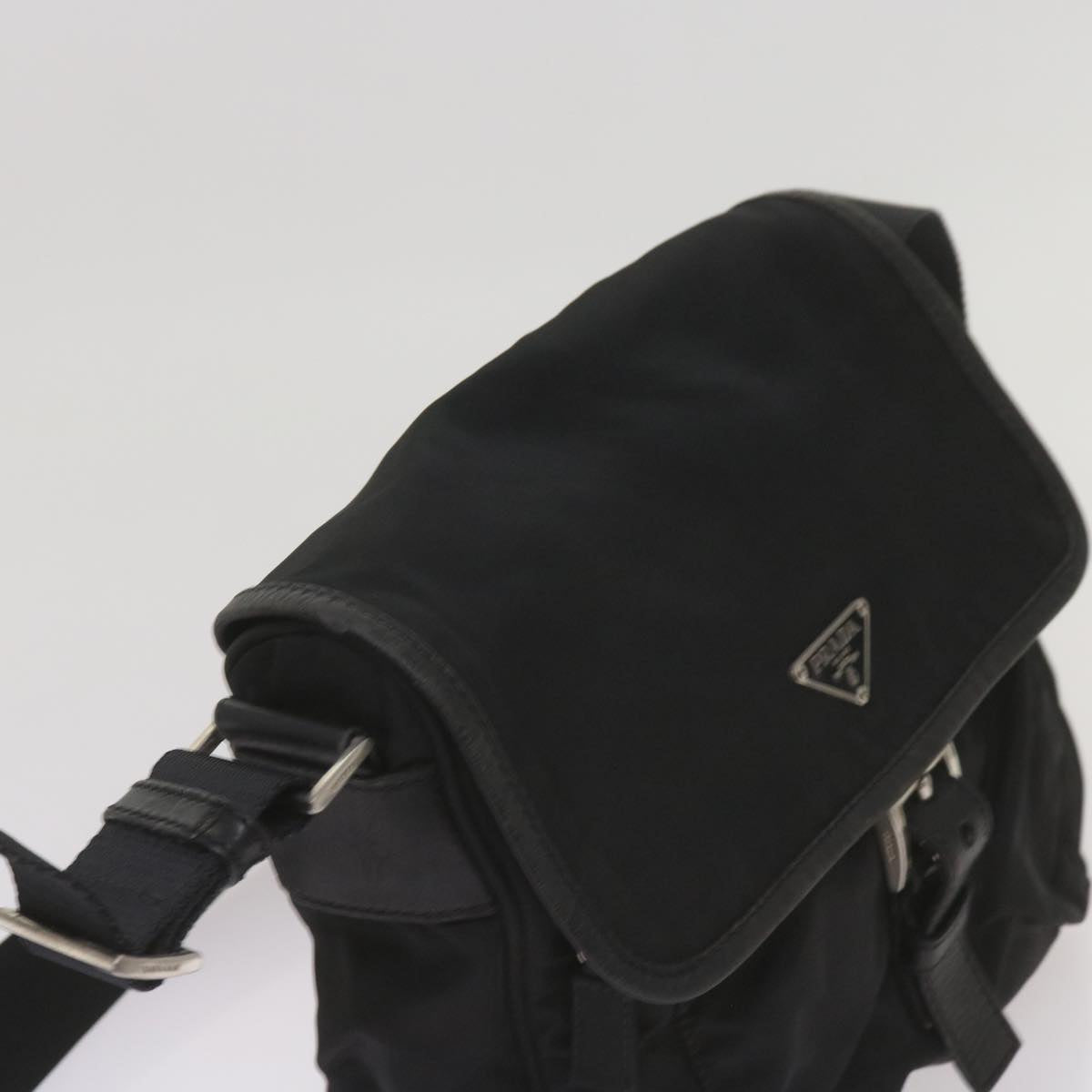 PRADA Shoulder Bag Nylon Black Auth ki4194