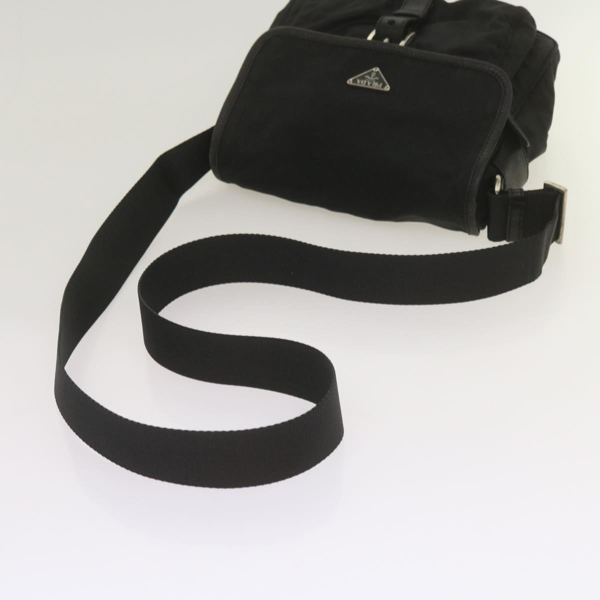 PRADA Shoulder Bag Nylon Black Auth ki4194