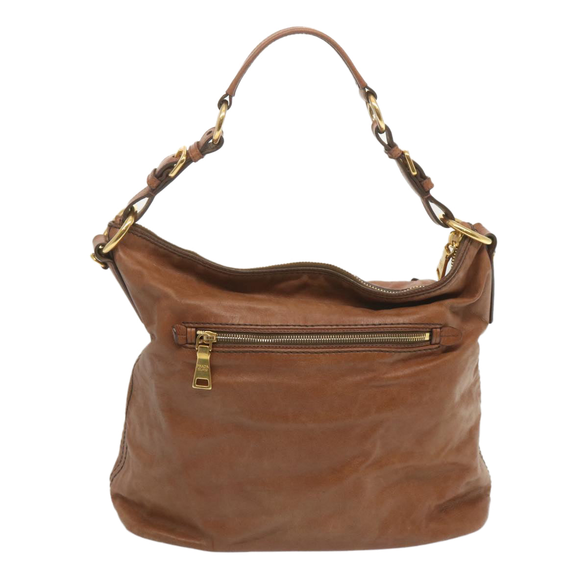 PRADA Shoulder Bag Leather Brown Auth ki4195 - 0