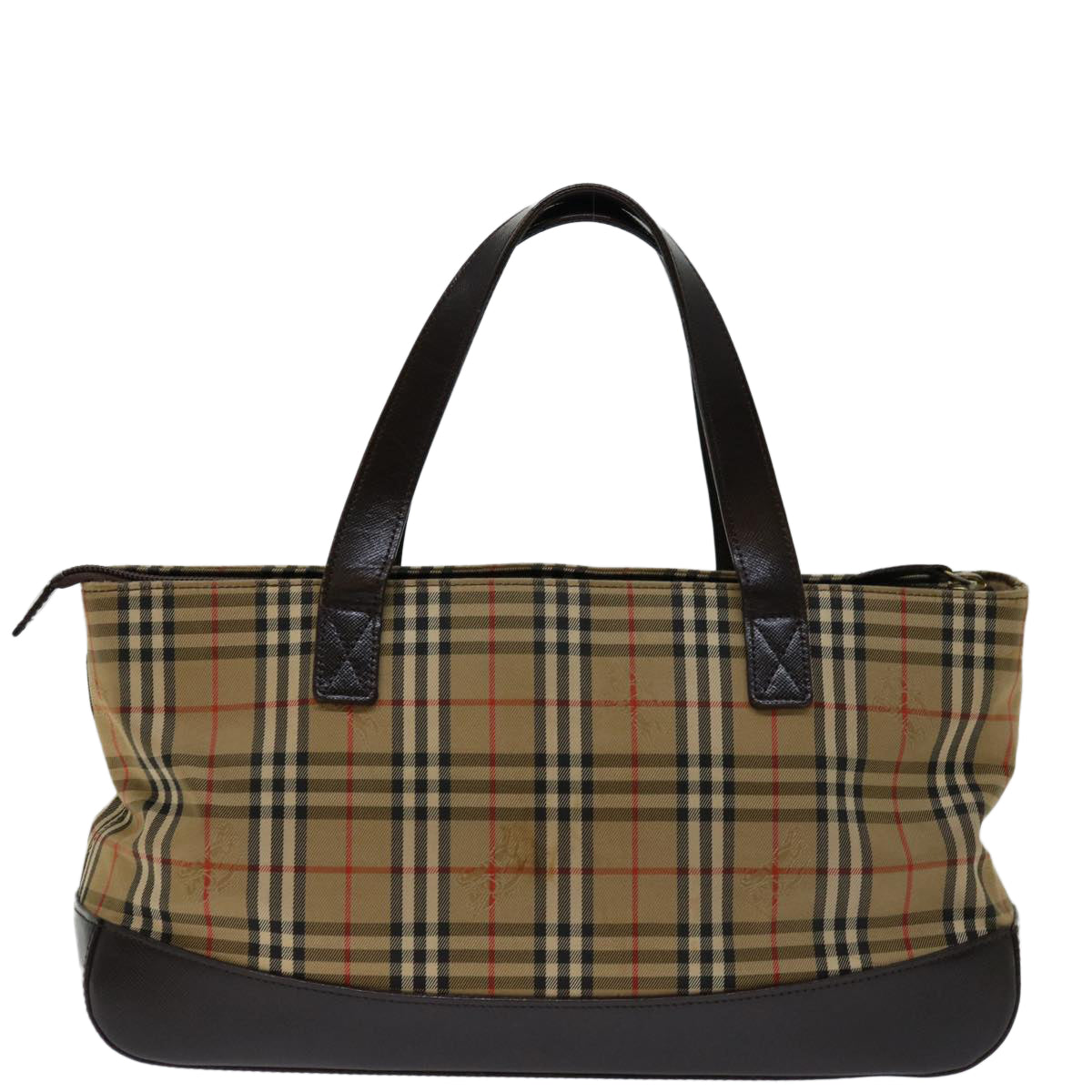 BURBERRY Nova Check Hand Bag Canvas Beige Auth ki4208 - 0