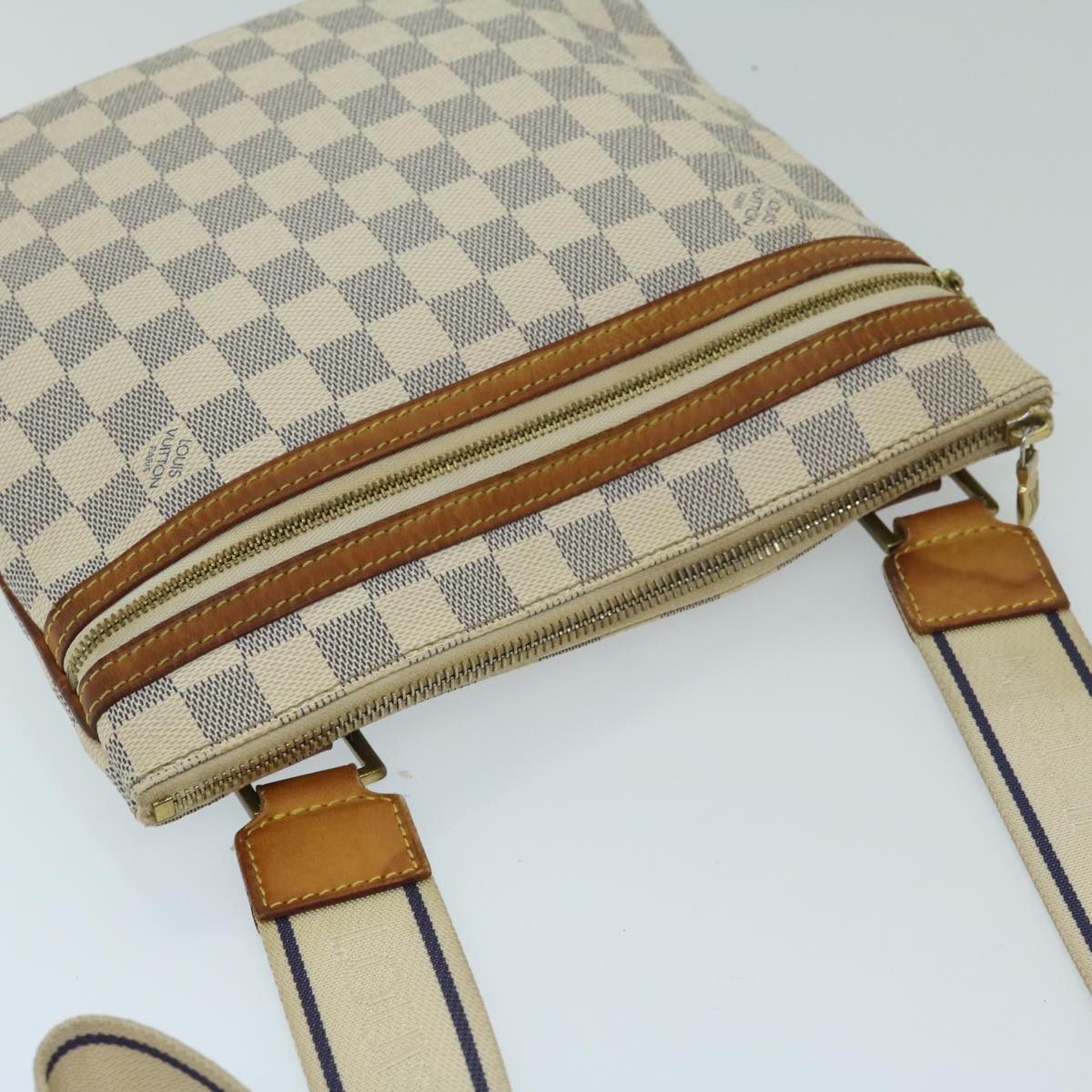 LOUIS VUITTON Damier Azur Pochette Bosphore Shoulder Bag N51112 LV Auth ki4224