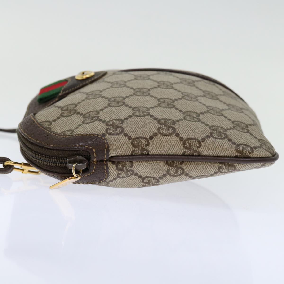 GUCCI GG Supreme Web Sherry Line Shoulder Bag Beige Red 904 02 047 Auth ki4227