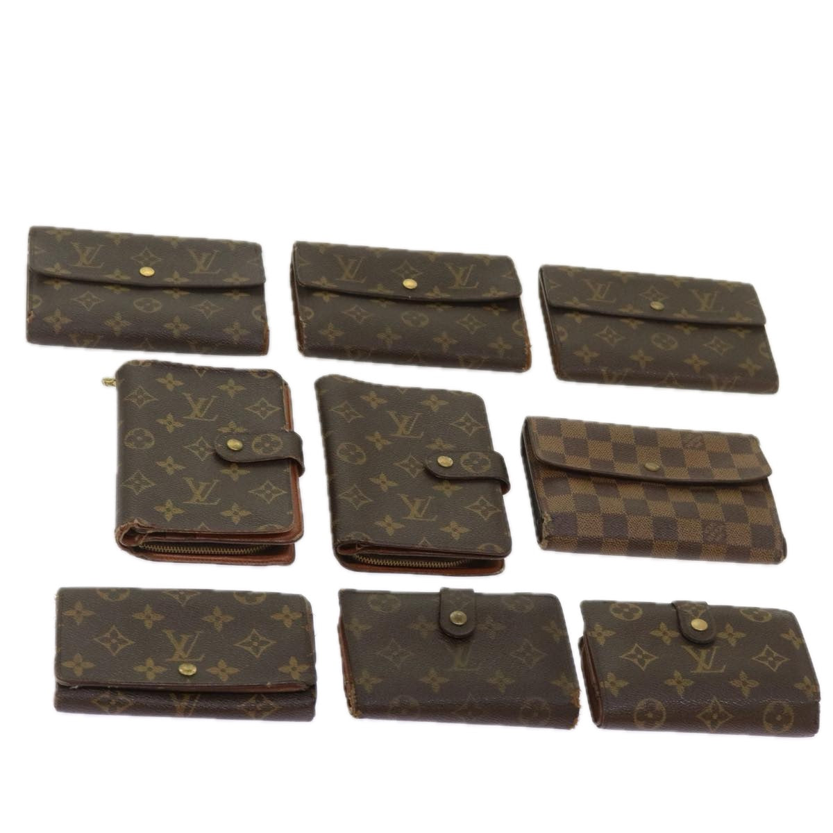 LOUIS VUITTON Monogram Damier Ebene Wallet 9Set LV Auth ki4235