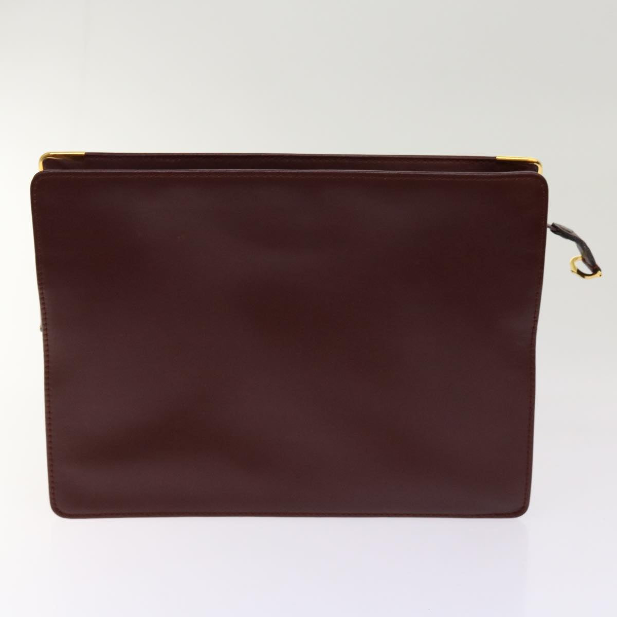CARTIER Clutch Bag Leather 5Set Bordeaux Auth ki4240