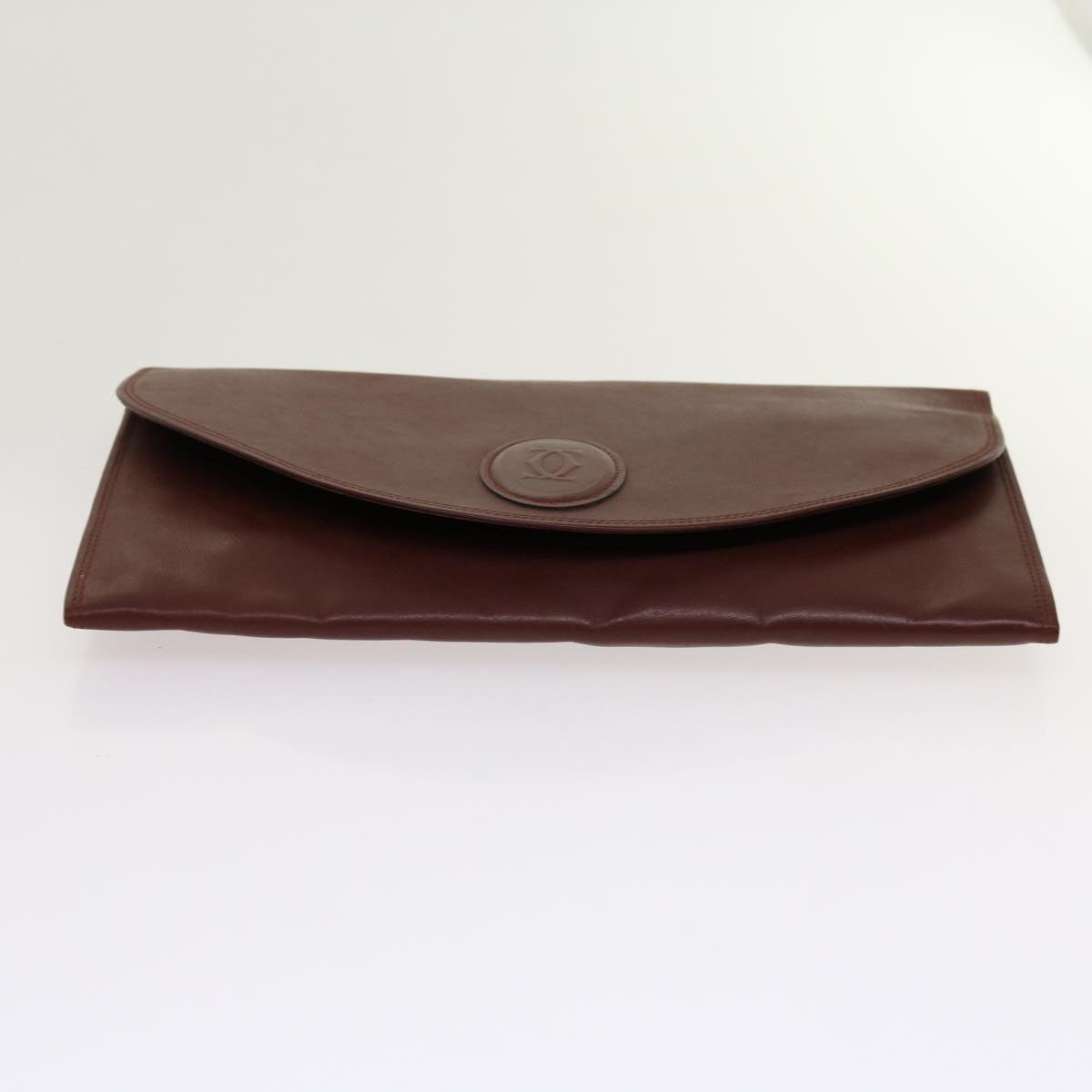 CARTIER Clutch Bag Leather 5Set Bordeaux Auth ki4240
