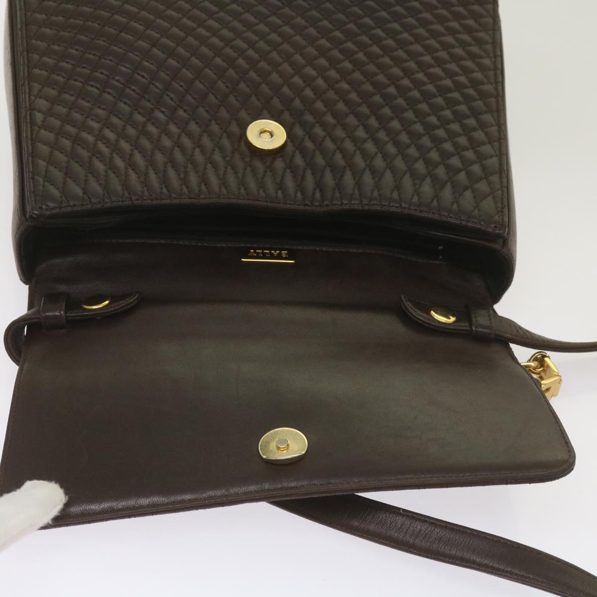 BALLY Hand Bag Leather 2way Dark Brown Auth ki4252