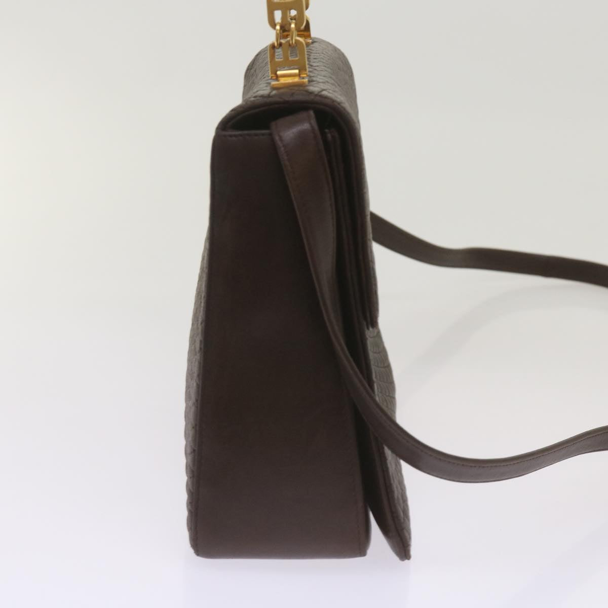 BALLY Hand Bag Leather 2way Dark Brown Auth ki4252