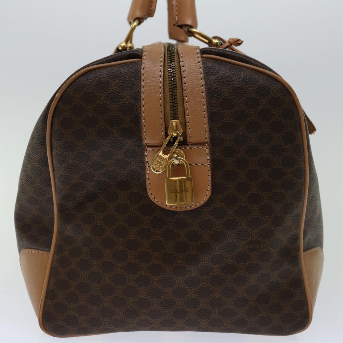 CELINE Macadam Canvas Boston Bag PVC Brown Auth ki4263