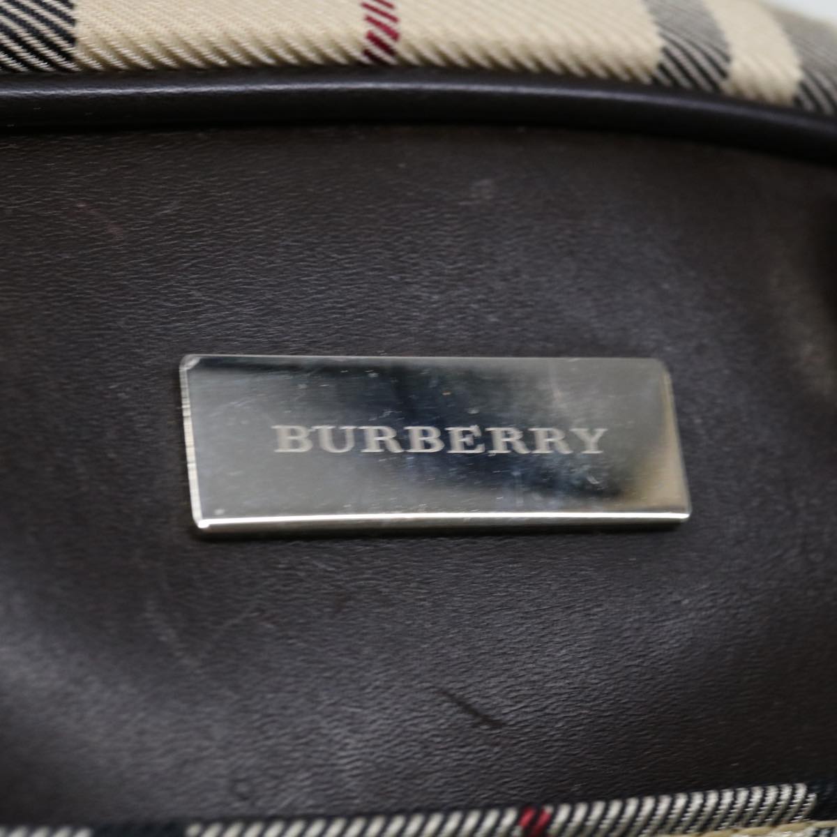 BURBERRY Nova Check Hand Bag Nylon Beige Auth ki4265